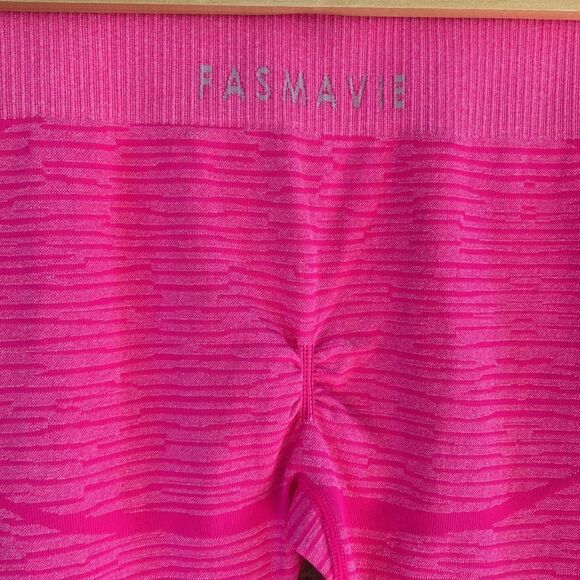 Fasmavie Hot Pink Scrunch Butt Legging HighWaist Seamless Soft Compression Tight - Picture 4 of 5